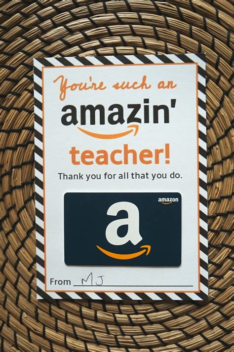 Amazon Teacher Gift Card Printable Free